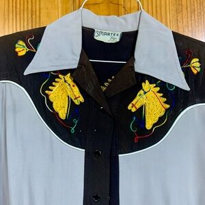 Vintage 1940’s Embroidered Western Shirt with Horse Design